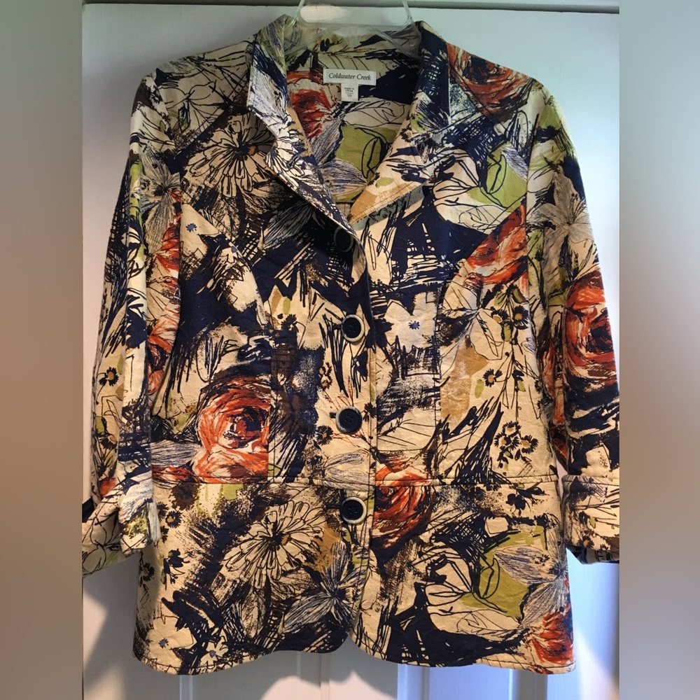 Coldwater Creek Multicolor Print Jacket